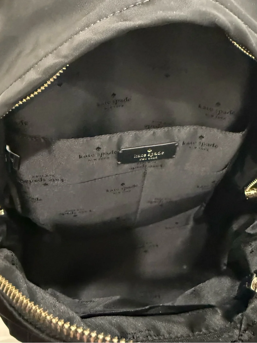 Kat Spade NY Chelsea Black Nylon Compact Backpack with Front Zip Pocket